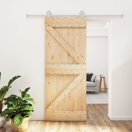 Puerta corredera con herrajes madera maciza de pino 80x210 cm en Puertas | Comprar online en Foru.es