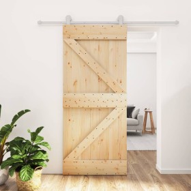 Puerta corredera con herrajes madera maciza de pino 90x210 cm en Puertas | Comprar online en Foru.es