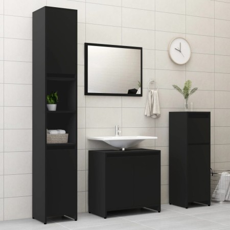 Juego de muebles de baño 4 pzas madera de ingeniería negro de vidaXL, Muebles de baño - Ref: Foro24-3056890, Precio: 187,10 €...