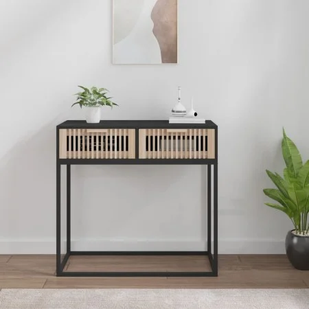 Mesa consola hierro y madera contrachapada negro 80x30x75 cm de vidaXL, Mesas auxiliares - Ref: Foro24-352104, Precio: 112,69...
