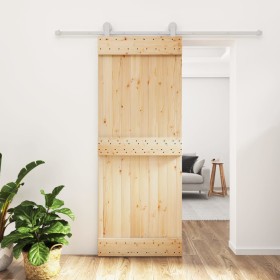 Puerta corredera con herrajes madera maciza de pino 80x210 cm en Puertas | Comprar online en Foru.es