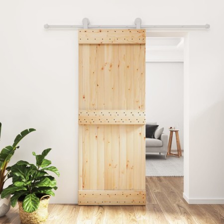 Puerta corredera con herrajes madera maciza de pino 80x210 cm en Puertas | Comprar online en Foru.es