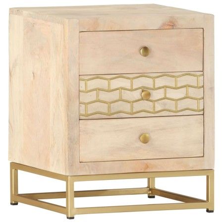 Mesita de noche de madera maciza de mango dorado 40x30x50 cm de vidaXL, Mesitas de noche - Ref: Foro24-286504, Precio: 159,15...
