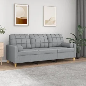 Sofá de 3 plazas con cojines tela gris claro 180 cm de vidaXL, Sofás - Ref: Foro24-3200790, Precio: 275,11 €, Descuento: %