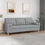 3-seater sofa with light gray fabric cushions 180 cm by vidaXL, Sofas - Ref: Foro24-3200790, Price: 275,11 €, Discount: %