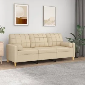 3-Sitzer-Sofa mit cremefarbenen Stoffkissen 180 cm von vidaXL, Sofas - Ref: Foro24-3200792, Preis: 269,88 €, Rabatt: %
