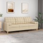 Sofá de 3 plazas con cojines tela color crema 180 cm de vidaXL, Sofás - Ref: Foro24-3200792, Precio: 257,48 €, Descuento: %