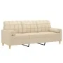 Sofá de 3 plazas con cojines tela color crema 180 cm de vidaXL, Sofás - Ref: Foro24-3200792, Precio: 269,88 €, Descuento: %