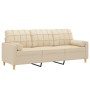Sofá de 3 plazas con cojines tela color crema 180 cm de vidaXL, Sofás - Ref: Foro24-3200792, Precio: 257,48 €, Descuento: %