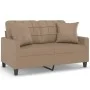 Sofá de 2 plazas con cojines cuero sintético capuchino 120 cm de vidaXL, Sofás - Ref: Foro24-3200802, Precio: 198,97 €, Descu...