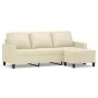 Sofá de 3 plazas con taburete cuero sintético crema 180 cm de vidaXL, Sofás - Ref: Foro24-3201025, Precio: 304,18 €, Descuent...
