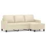 Sofá de 3 plazas con taburete cuero sintético crema 180 cm de vidaXL, Sofás - Ref: Foro24-3201025, Precio: 308,89 €, Descuent...