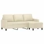 Sofá de 3 plazas con taburete cuero sintético crema 180 cm de vidaXL, Sofás - Ref: Foro24-3201025, Precio: 304,18 €, Descuent...