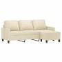 Sofá de 3 plazas con taburete cuero sintético crema 180 cm de vidaXL, Sofás - Ref: Foro24-3201025, Precio: 308,89 €, Descuent...