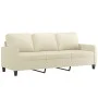 Sofá de 3 plazas con taburete cuero sintético crema 180 cm de vidaXL, Sofás - Ref: Foro24-3201025, Precio: 304,18 €, Descuent...