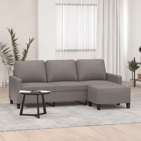 Sofá de 3 plazas con taburete de tela gris taupe 180 cm de vidaXL, Sofás - Ref: Foro24-3201044, Precio: 353,42 €, Descuento: %