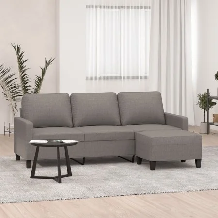 Sofá de 3 plazas con taburete de tela gris taupe 180 cm de vidaXL, Sofás - Ref: Foro24-3201044, Precio: 353,42 €, Descuento: %