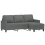 Sofá de 3 plazas con taburete de tela gris oscuro 180 cm de vidaXL, Sofás - Ref: Foro24-3201038, Precio: 339,19 €, Descuento: %