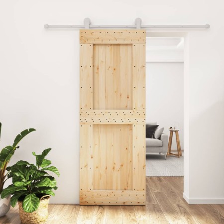 Puerta corredera con herrajes madera maciza de pino 80x210 cm en Puertas | Comprar online en Foru.es