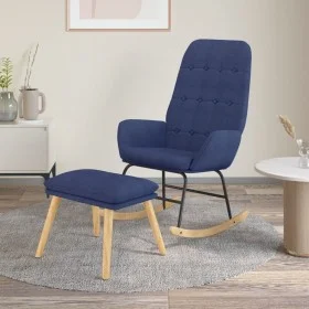 Sillón mecedora con taburete tela azul de vidaXL, Mecedoras - Ref: Foro24-3097708, Precio: 149,02 €, Descuento: %