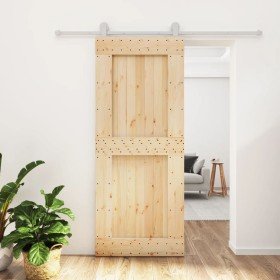 Puerta corredera con herrajes madera maciza de pino 85x210 cm en Puertas | Comprar online en Foru.es