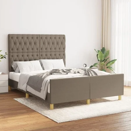 Bed frame with headboard in taupe gray fabric 140x200 cm by vidaXL, Beds and slatted bases - Ref: Foro24-3125304, Price: 258,...
