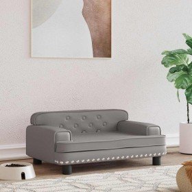 Cama para perros de cuero sintético gris 70x45x30 cm en Camas para perros | Comprar online en Foru.es