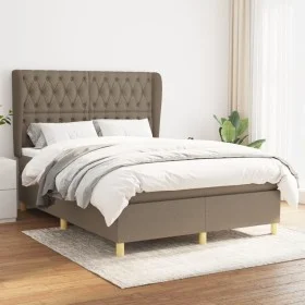Box spring bed with taupe gray fabric mattress 140x190 cm by vidaXL, Beds and slatted bases - Ref: Foro24-3128761, Price: 572...