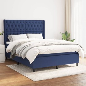 Cama box spring con colchón tela azul 140x190 cm de vidaXL, Camas y somieres - Ref: Foro24-3131671, Precio: 506,84 €, Descuen...
