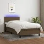 Box spring bed with LED mattress dark brown fabric 100x200 cm by vidaXL, Beds and slatted bases - Ref: Foro24-3132976, Price:...