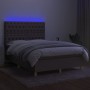 Cama box spring colchón y luces LED tela gris taupe 140x200 cm de vidaXL, Camas y somieres - Ref: Foro24-3135681, Precio: 552...