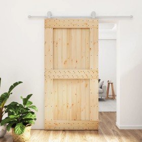 Puerta corredera con herrajes madera maciza de pino 100x210 cm en Puertas | Comprar online en Foru.es