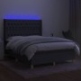 Cama box spring colchón y luces LED tela gris oscuro 140x200 cm de vidaXL, Camas y somieres - Ref: Foro24-3139118, Precio: 52...