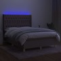 Cama box spring colchón y luces LED tela gris taupe 140x190 cm de vidaXL, Camas y somieres - Ref: Foro24-3139113, Precio: 563...