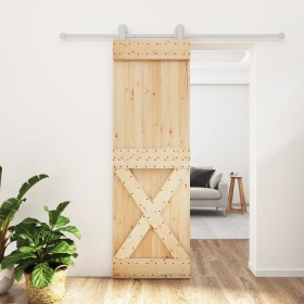 Puerta corredera con herrajes madera maciza de pino 70x210 cm en Puertas | Comprar online en Foru.es