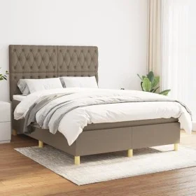 Box spring bed with taupe gray fabric mattress 140x200 cm by vidaXL, Beds and slatted bases - Ref: Foro24-3142581, Price: 527...