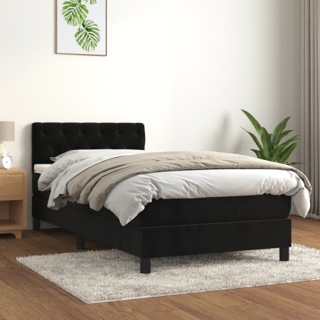 Cama box spring con colchón terciopelo negro 80x200 cm de vidaXL, Camas y somieres - Ref: Foro24-3141451, Precio: 286,38 €, D...