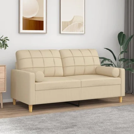 Sofá de 2 plazas con cojines tela color crema 140 cm de vidaXL, Sofás - Ref: Foro24-3200784, Precio: 207,59 €, Descuento: %