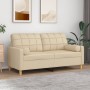 Sofá de 2 plazas con cojines tela color crema 140 cm de vidaXL, Sofás - Ref: Foro24-3200784, Precio: 210,27 €, Descuento: %