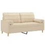 Sofá de 2 plazas con cojines tela color crema 140 cm de vidaXL, Sofás - Ref: Foro24-3200784, Precio: 207,59 €, Descuento: %