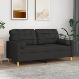 Sofá de 2 plazas con cojines tela negro 140 cm de vidaXL, Sofás - Ref: Foro24-3200786, Precio: 216,75 €, Descuento: %