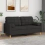 Sofá de 2 plazas con cojines tela negro 140 cm de vidaXL, Sofás - Ref: Foro24-3200786, Precio: 216,75 €, Descuento: %