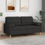 Sofá de 2 plazas con cojines tela negro 140 cm de vidaXL, Sofás - Ref: Foro24-3200786, Precio: 209,41 €, Descuento: %