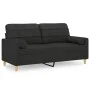 Sofá de 2 plazas con cojines tela negro 140 cm de vidaXL, Sofás - Ref: Foro24-3200786, Precio: 216,75 €, Descuento: %