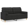 Sofá de 2 plazas con cojines tela negro 140 cm de vidaXL, Sofás - Ref: Foro24-3200786, Precio: 209,41 €, Descuento: %