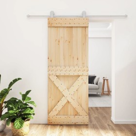 Puerta corredera con herrajes madera maciza de pino 80x210 cm en Puertas | Comprar online en Foru.es