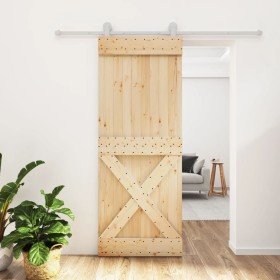 Puerta corredera con herrajes madera maciza de pino 80x210 cm en Puertas | Comprar online en Foru.es