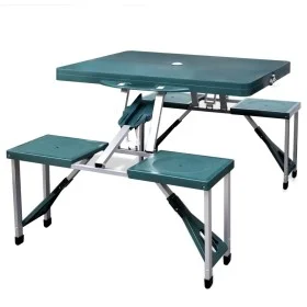 Set plegable camping 1 mesa 4 taburetes aluminio verde claro de vidaXL, Mobiliario de camping - Ref: Foro24-41456, Precio: 77...