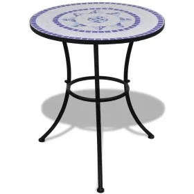 Blue and white mosaic terrace bistro table 60 cm by vidaXL, Garden tables - Ref: Foro24-41530, Price: 89,70 €, Discount: %