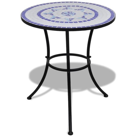 Mesa de bistro terraza mosaico azul y blanco 60 cm de vidaXL, Mesas de jardín - Ref: Foro24-41530, Precio: 90,97 €, Descuento: %